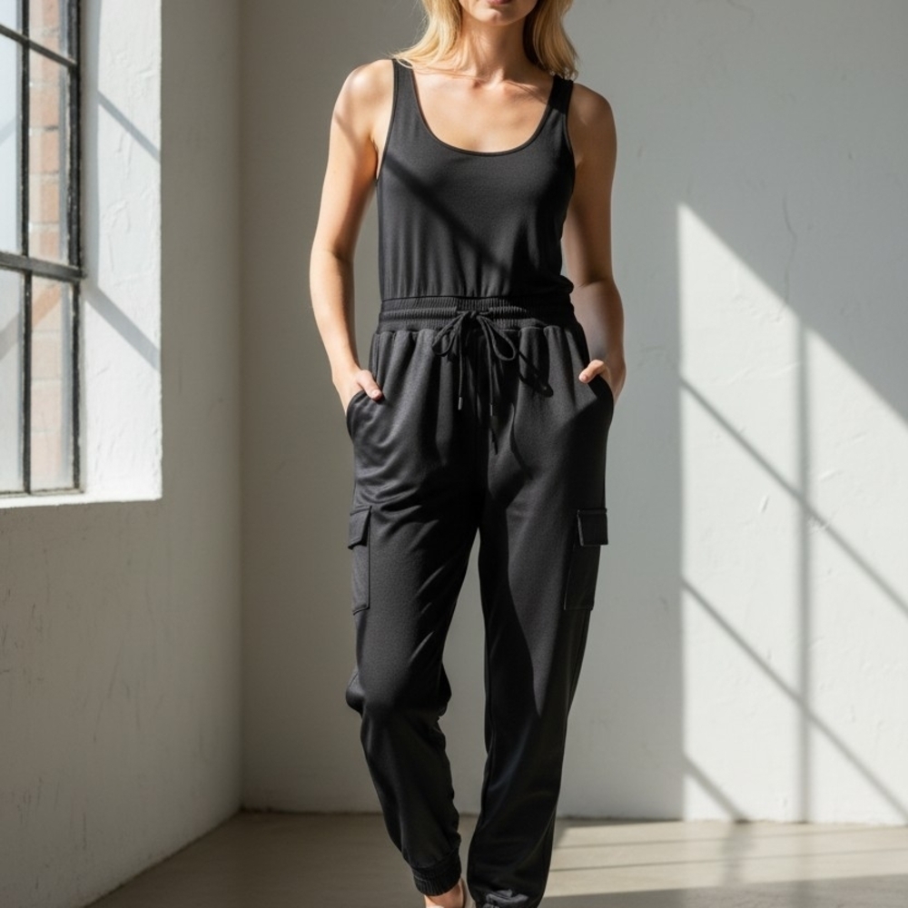 90 Degree By Reflex Black Sleeveless Jumpsuit